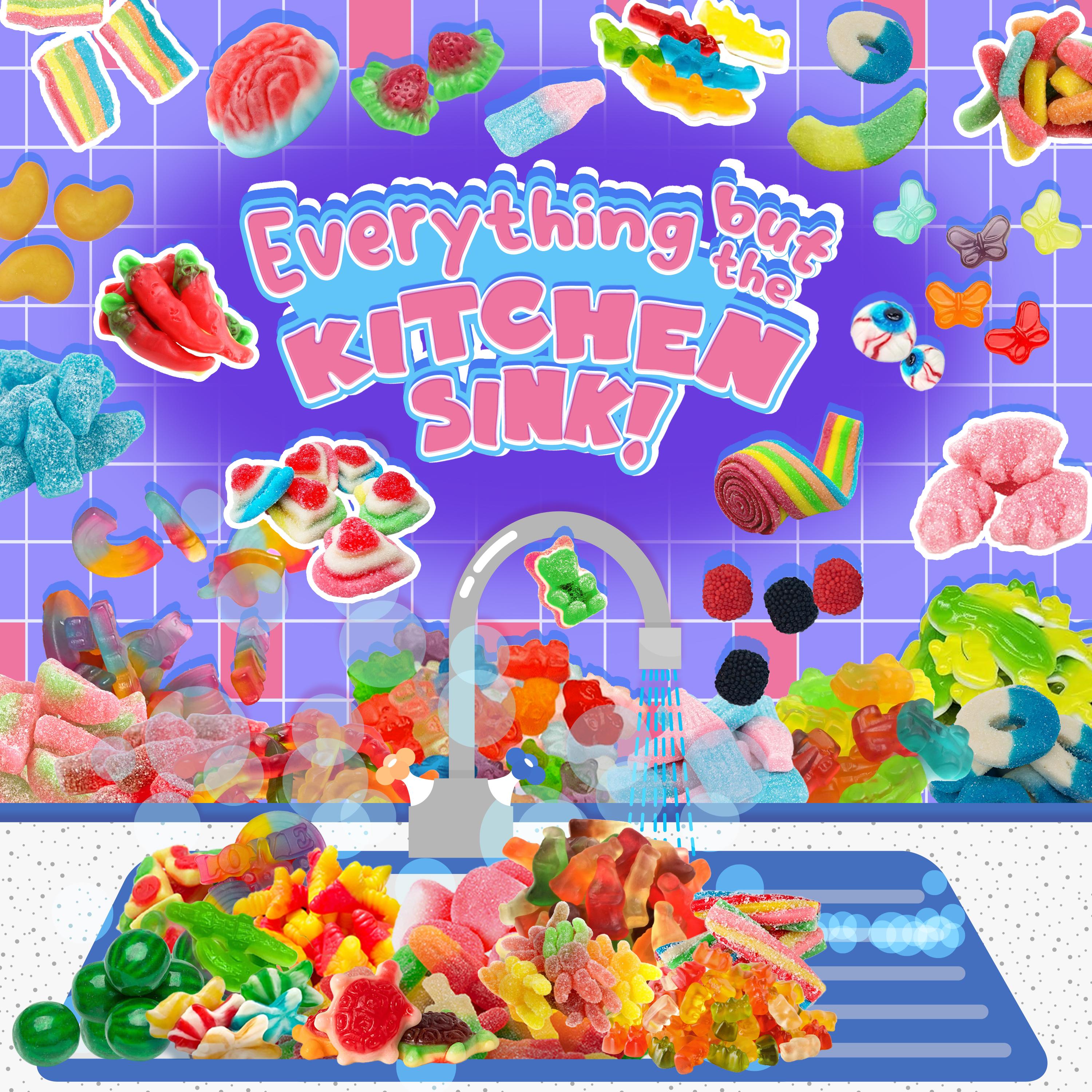 Everything but da Kitchen Sink Gummy Mix A Sweet, Sour and Chewy Candy Treat for All Ages Strawberry Watermelon