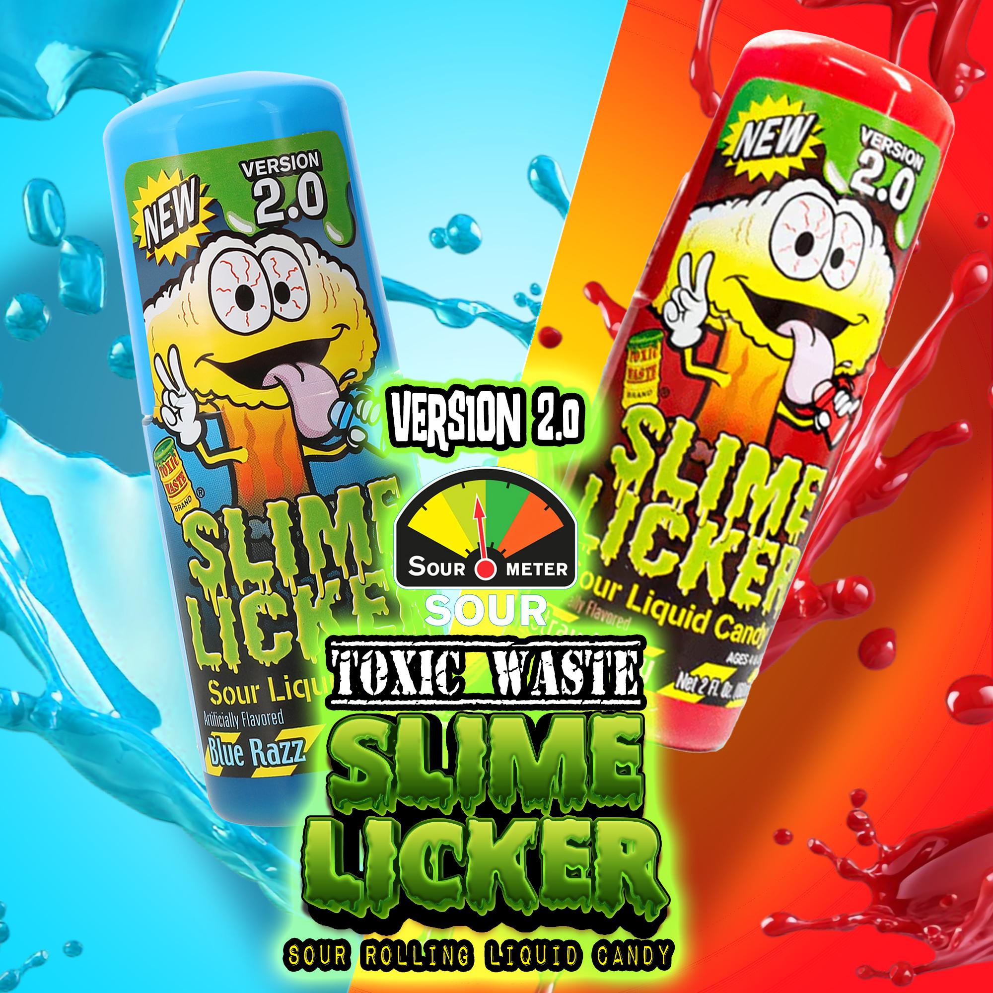 Toxic Waste New Slime Licker Sour Liquid Roller Candy Version 2.0 - sweet yet sour strawberry & the zingy blue razz