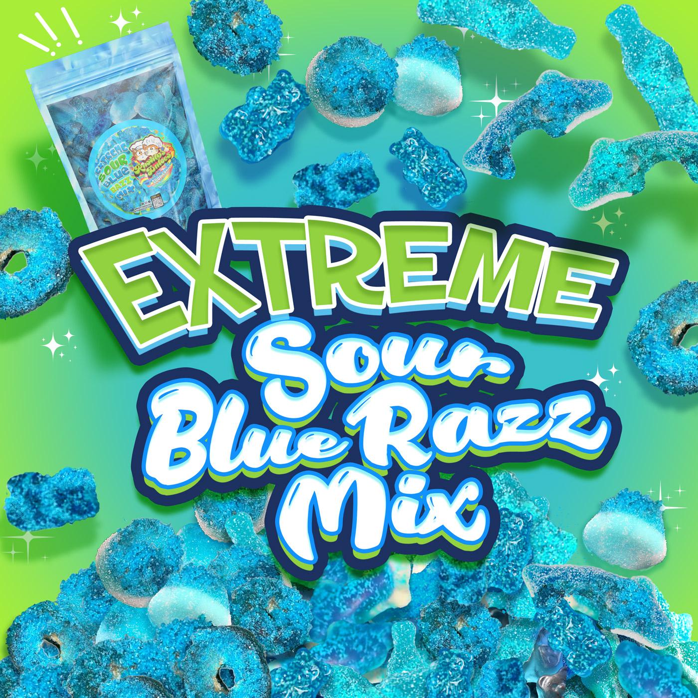 Extreme Sour Blue Razz Gummy Mix - Bold, Blue, and Brutally