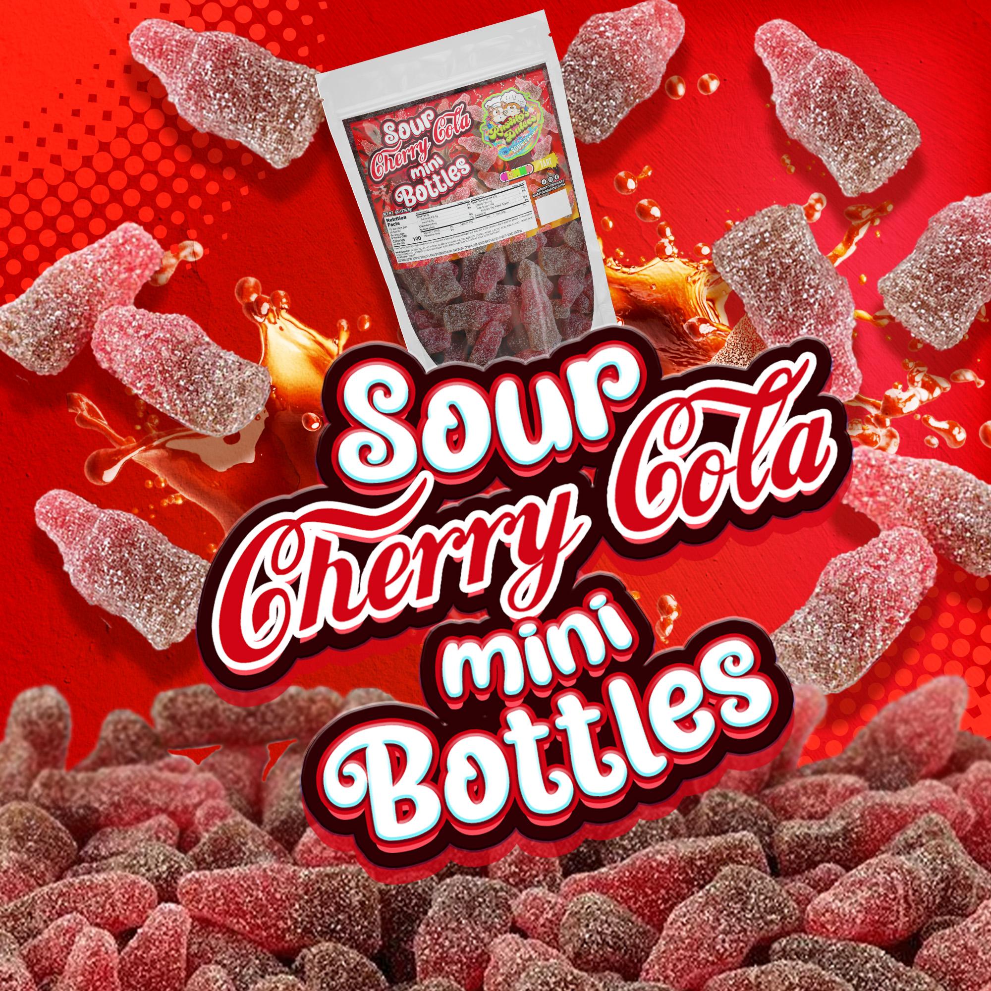 Sour Cherry Cola Mini Bottles - a blast of juicy cherry tartness!