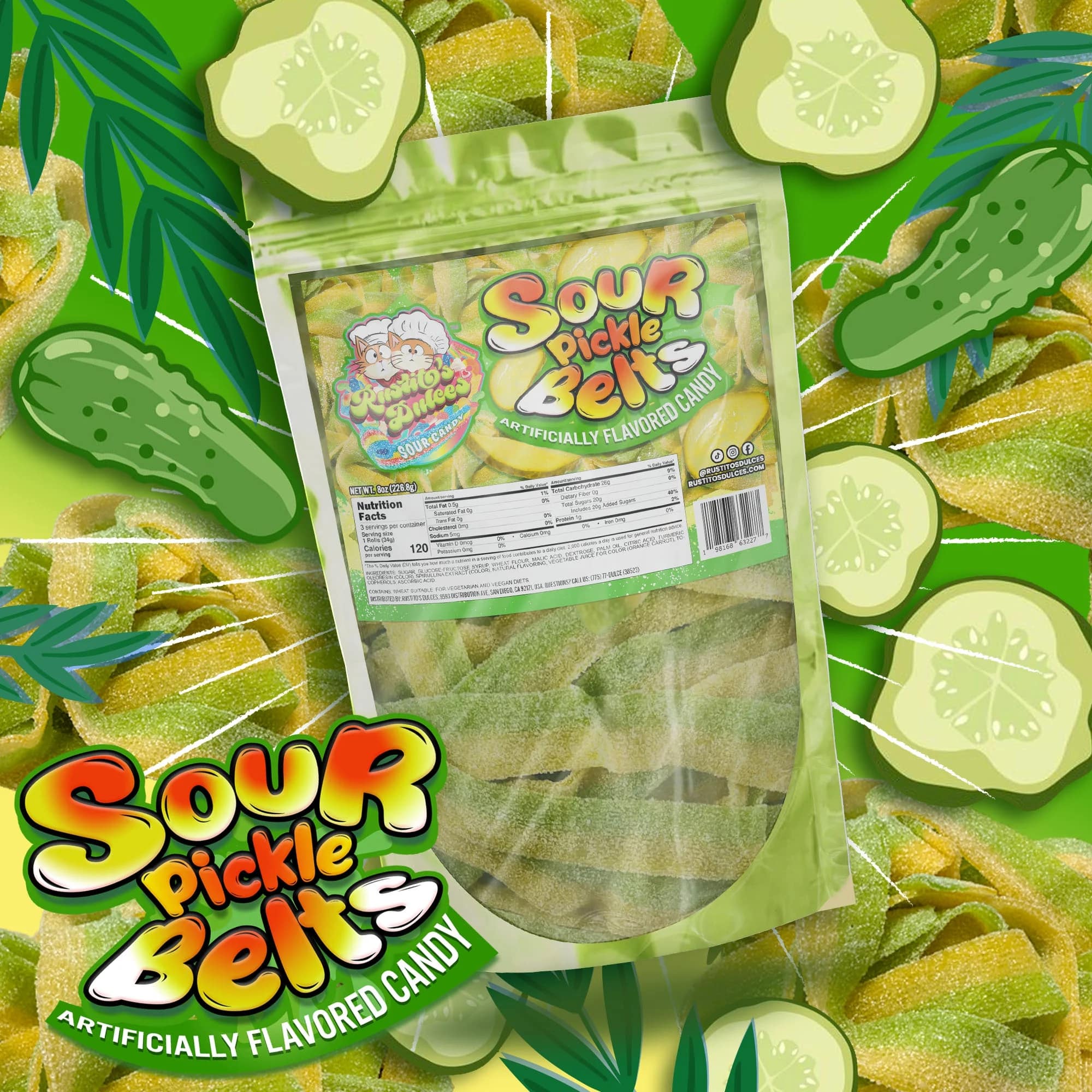 Sour Pickle Belts - The Ultimate Tangy Candy Obsession for Pickle Lovers Chewy Flavor Snack