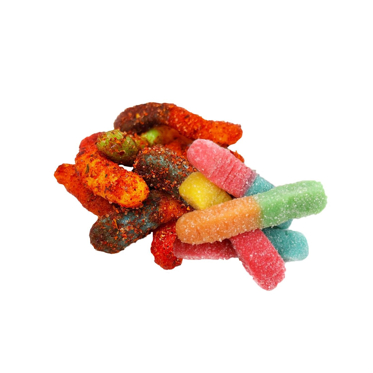 Sour Neon Worms Enchilados sour candies