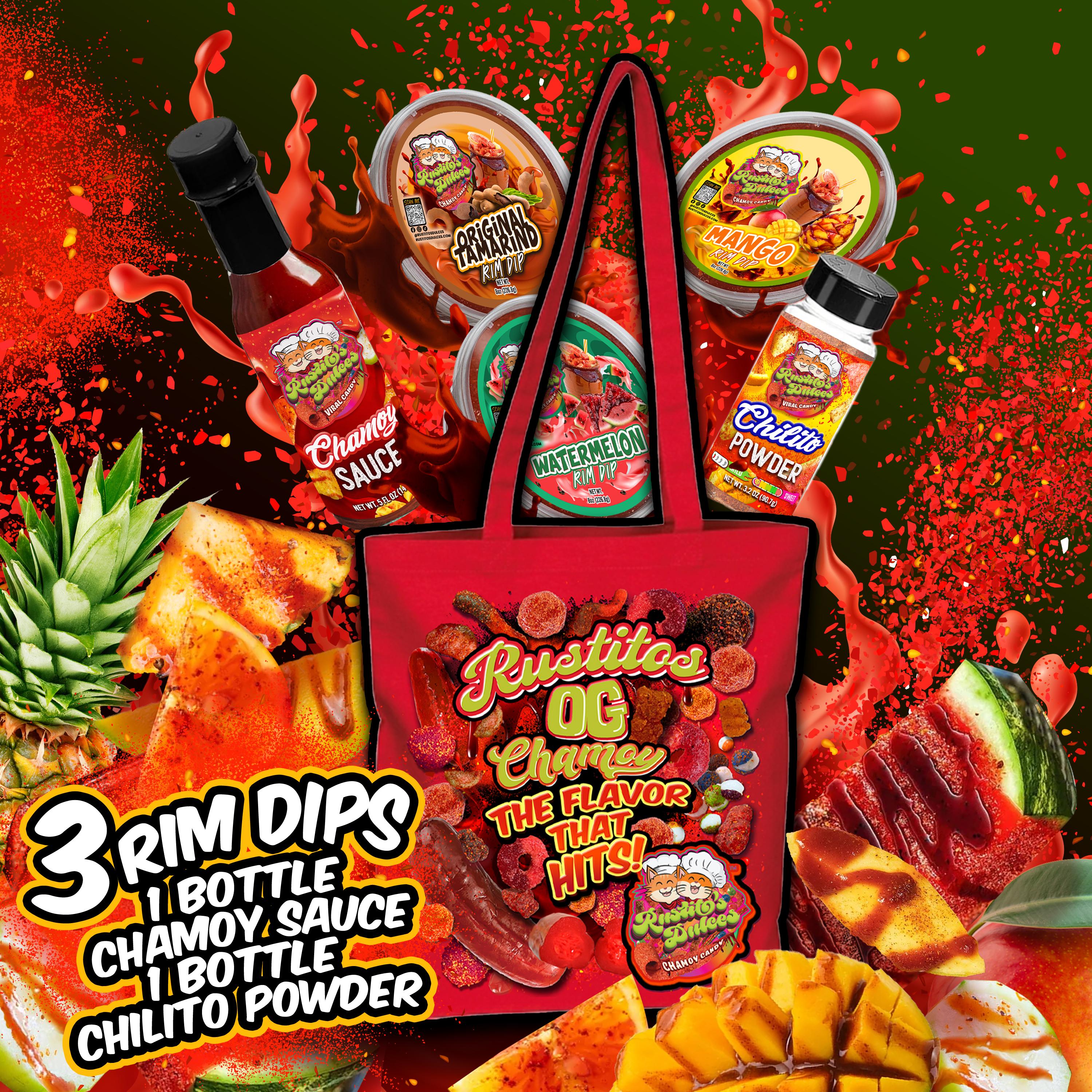 OG Chamoy Pack - Ultimate Chamoy Lover’s Bundle with Rim Dips, Chamoy Sauce, and Chilito Powder