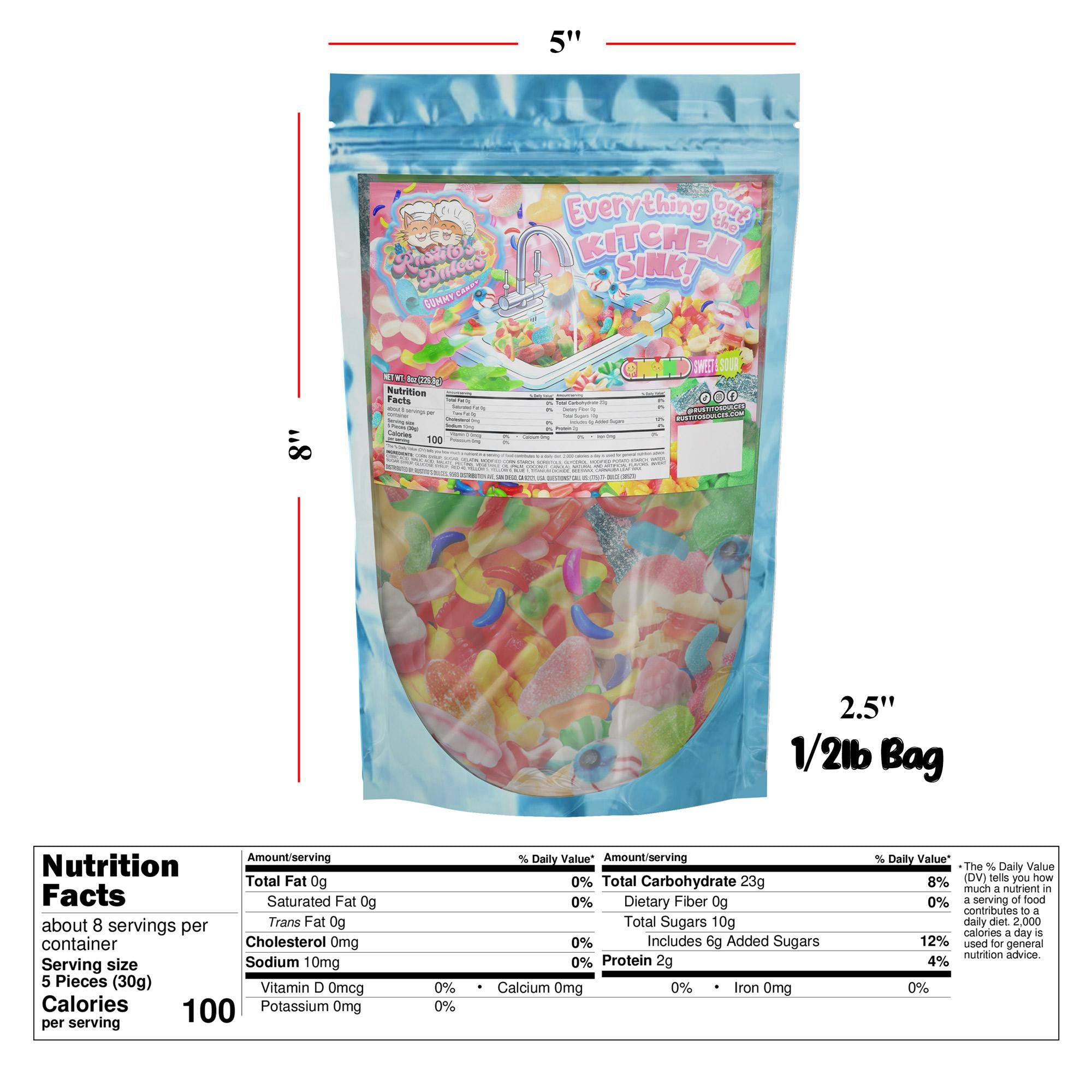 Everything but da Kitchen Sink Gummy Mix A Sweet, Sour and Chewy Candy Treat for All Ages Strawberry Watermelon