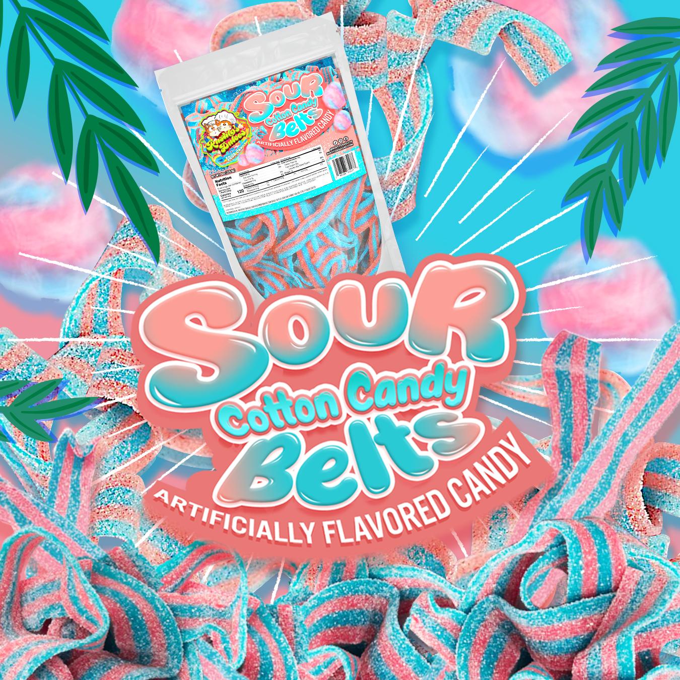 Sour Cotton Candy Belts - Irresistibly Sweet Chewy Snack and Tangy Treats for All Ages