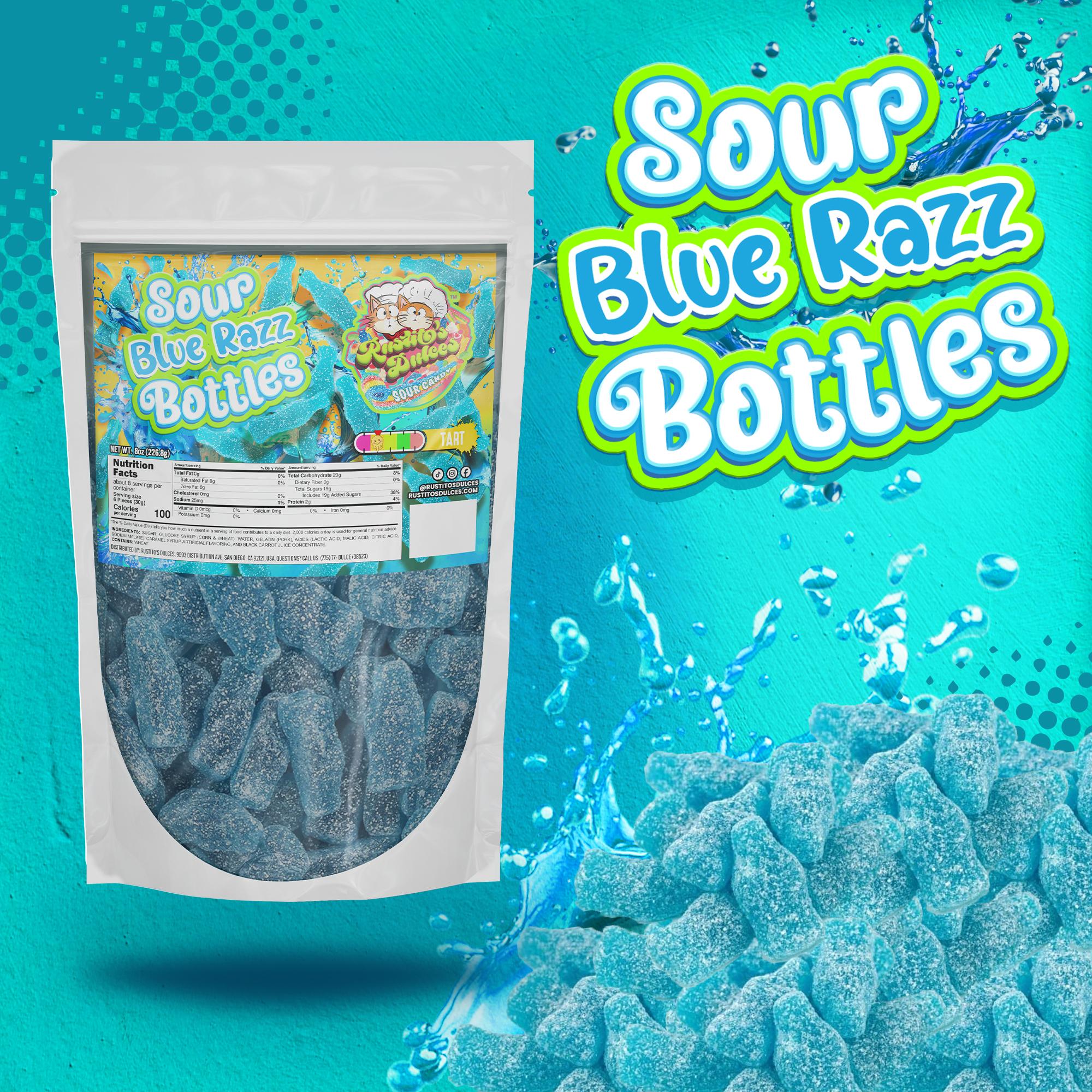 Sour Blue Razz Bottles -  Fruity, Tart, and Chewy Goodness!